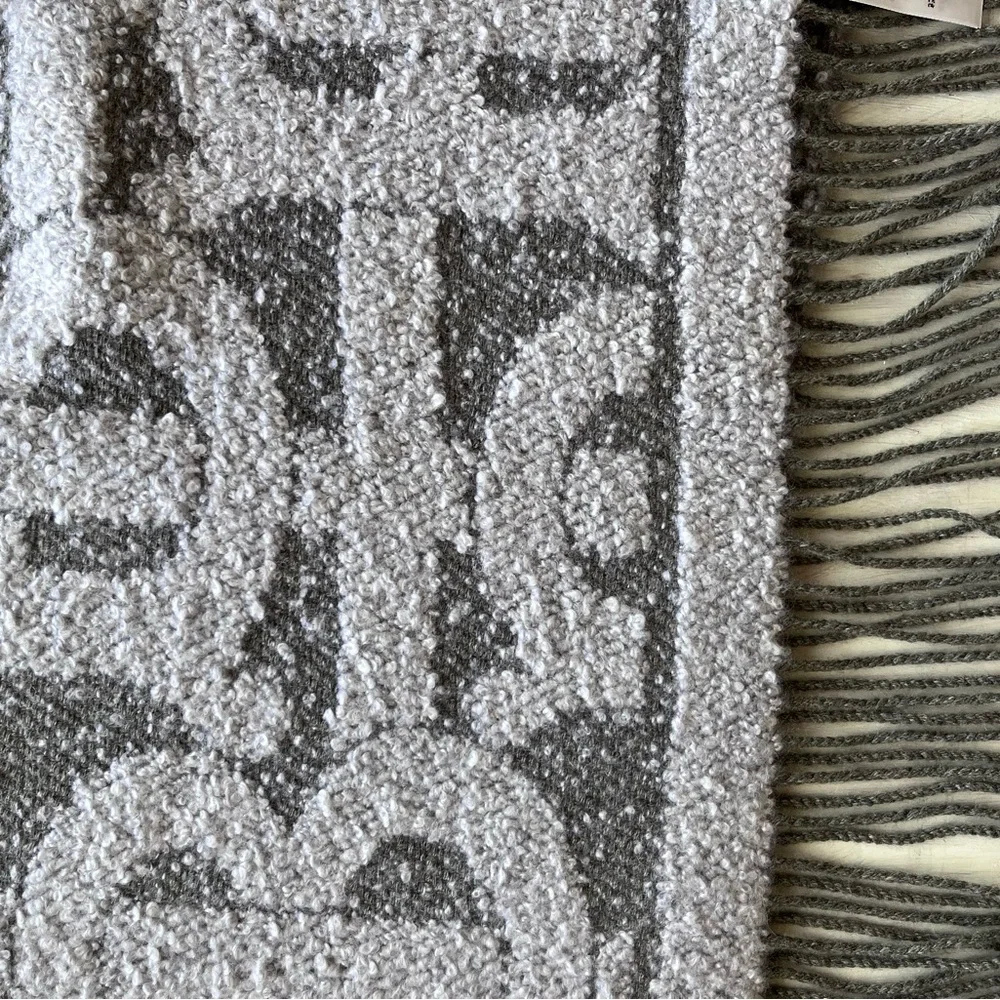BURBERRY Oversize TB Monogram Fringe Cashmere & Silk Scarf